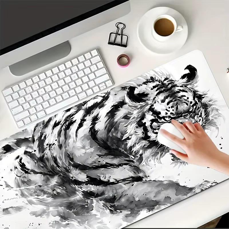 Ink Tiger Gaming-Mauspad in Multicolour, große wasserabweisende Schreibtischunterlage mit rutschfester Gummiunterseite für PC, Laptop und Büro - Bild 4