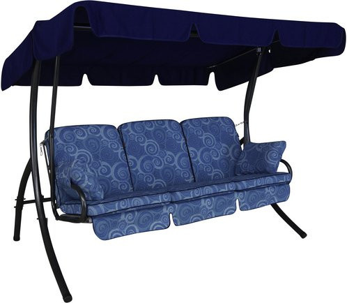 ANGERER FREIZEITMÖBEL Hollywoodschaukel Comfort 3-Sitzer mit Auflagen und Sonnendach in Blau und Grau, B/T/H: 240 x 145 x 210 cm - Bild 1