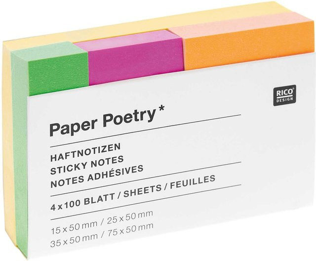 Rico Design Paper Poetry Haftnotizen Neon Mix Multicolor, 4 x 100 Blatt - Bild 1