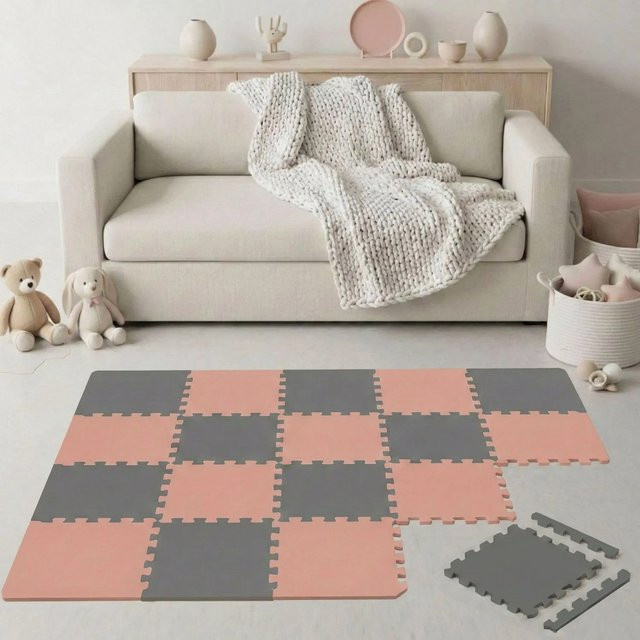 LittleTom Spiel- & Krabbelmatte Puzzlematte 18-teilig in Terracotta und Grau, B/T/H: 30 x 30 cm - Bild 1