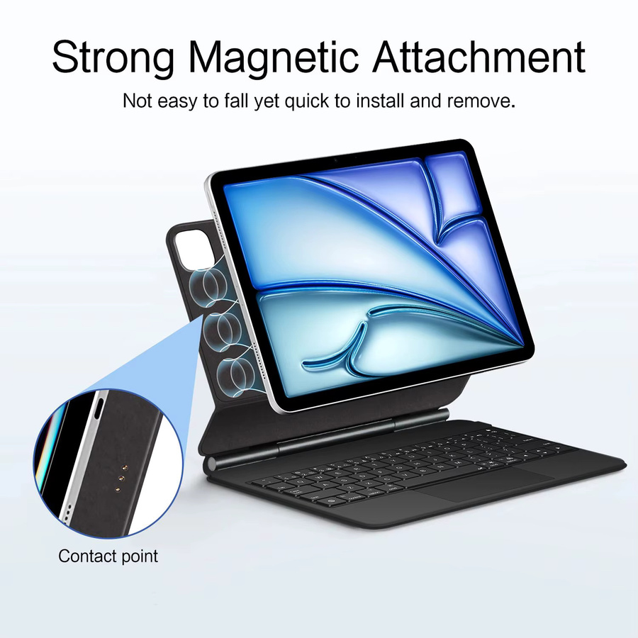 AJIUYU Smart Pogo Pin Tastaturhülle für iPad Pro und iPad Air in Schwarz - Bild 4