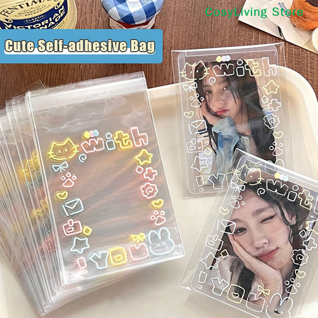 50 Stück transparente selbstklebende OPP-Beutel zum Schutz deiner Kpop Idol Fotokarten - Bild 1