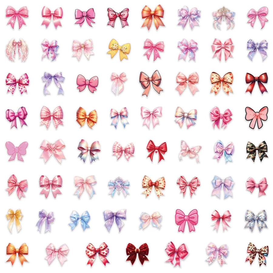 60-teiliges Set wasserfeste Schleifen-Aufkleber von BulingBulingStickers Store in Transparent und Multicolour aus PET - Bild 2