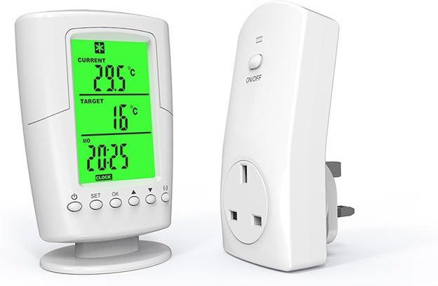 Sweet Lovely Kabelloser Thermostat-Temperaturregler mit LCD-Display und grüner Hintergrundbeleuchtung in Weiß - Bild 1