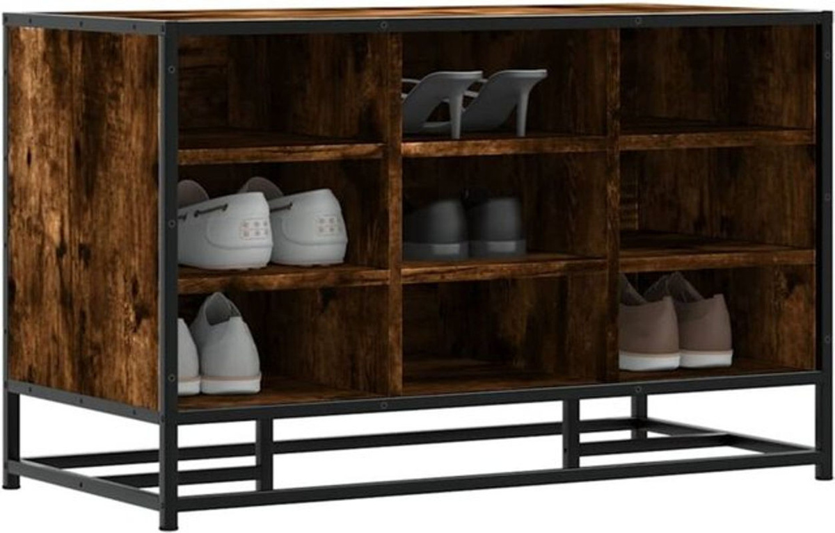 Schuhbank Räuchereiche in Braun von Vidaxl aus Holzwerkstoff und Metall im Industrial Design, B/T/H: 84 x 40 x 53,5 cm - Bild 1