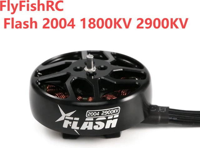 FlyFishRC Flash 2004 FPV Brushless Motor für Drohnen, 1800KV oder 2900KV, Schwarz, kompatibel mit 2-6S - Bild 1