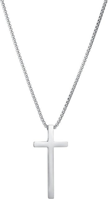 Boboman Halskette mit Kreuz Anhänger, Edelstahl, Silber, 50 cm, Unisex - Bild 1
