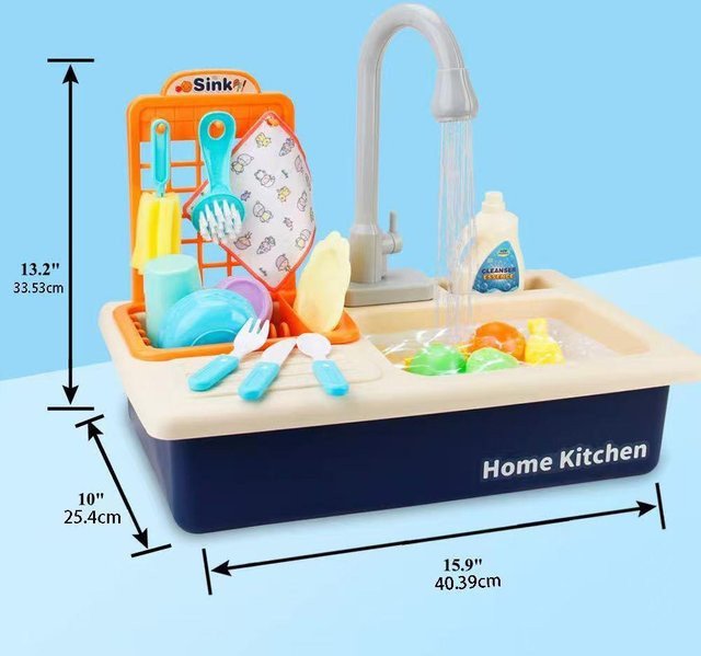 Binchi Outdoor Product Elektrisches Kinderküchenspülbecken Spielzeug, mit fließendem Wasser, ab 3 Jahre - Bild 1