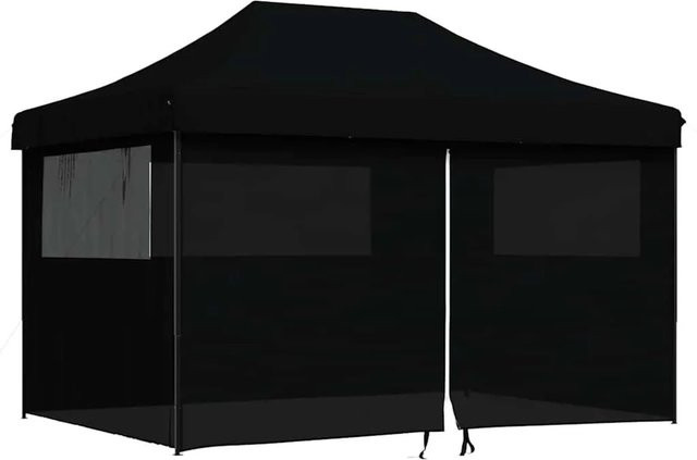 vidaXL Partyzelt Pop-Up Faltbar mit 4 Seitenteilen und transparenten Fenstern Schwarz B: 315 cm, T: 279 cm, H: 279 cm - Bild 1