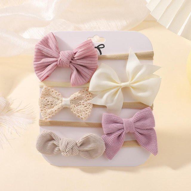 YULIN Stirnband, Blumen Spitzen Schleife, Nylon, beige, Mädchen - Bild 1