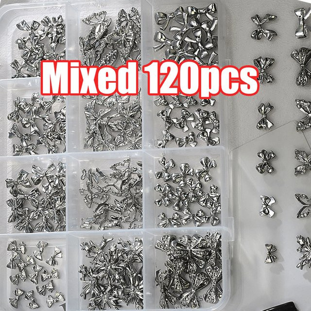 HotPress Nagel Charms, Silber, Metallic, Bowknot - Bild 1