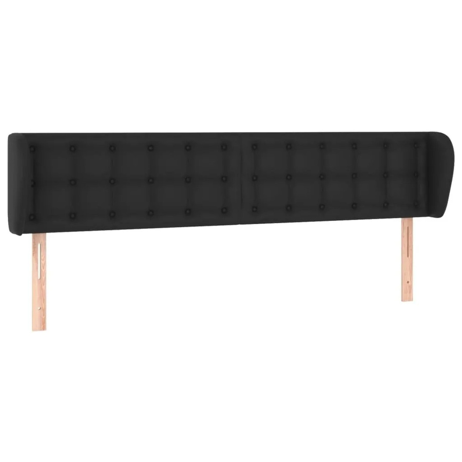 vidaXL Kopfteil mit Ohren in Schwarz aus Kunstleder, B/T/H: 183 x 23 x 78/88 cm - Bild 2