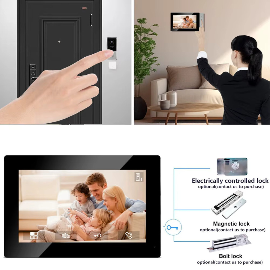 Asia-Teco Video-Gegensprechanlagen-Kit mit 720P Kamera, kabelgebundene Video-Türklingel mit IR-Kamera und Ruftafel für Haus und Villa, 4-Draht-System - Bild 3