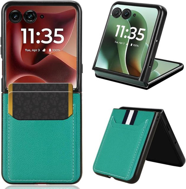 PU-Leder Schutzhülle mit Kartenfächer für Motorola Razr 60 Ultra und Motorola Razr Ultra 2025 in Türkis - Bild 1