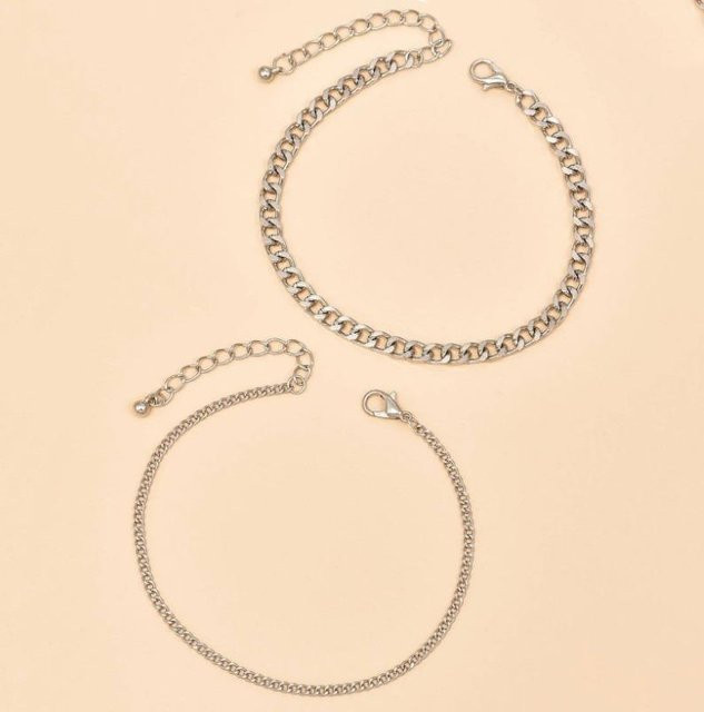 Allbestart Fußkettchen-Set, mehrschichtig, silber, Unisex, Vintage - Bild 1