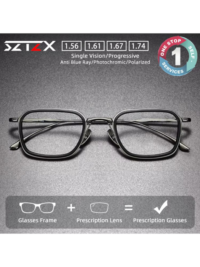 SZTZX Progressive Lesebrille, Rechteck, Vollrand, Titan, Schwarz - Bild 4