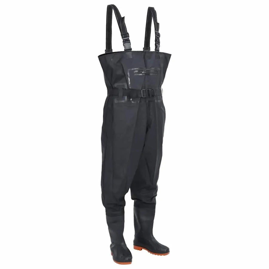 vidaXL Wathose mit Stiefeln und Gürtel in Schwarz, Größe 46 - Bild 2