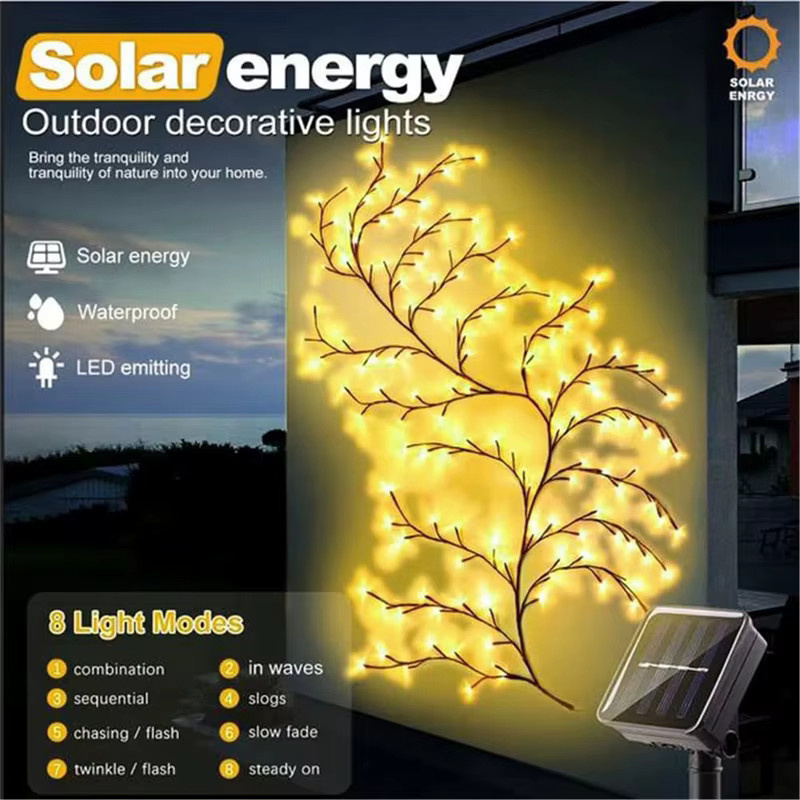 OSIDEN Solar LED Weidenreben Lichterkette mit 96 LEDs in Warmweiß, Wasserdichte Fairy Lights für Garten und Balkon - Bild 4