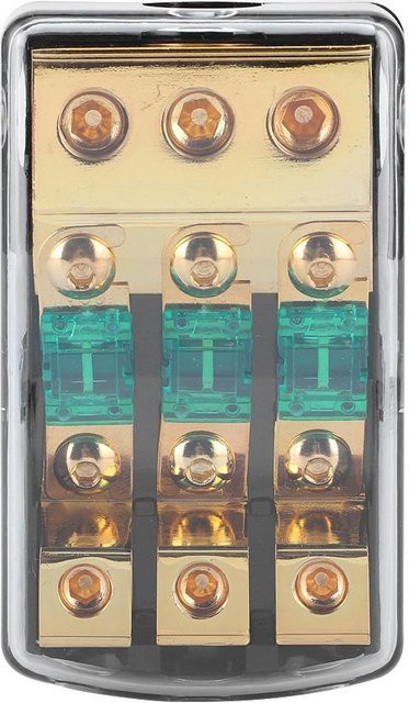 TOMTOP JMS 3-Wege-Mini-ANL-Sicherungshalter-Verteilerblock für Auto-Audio, 60A, beige/gold - Bild 1