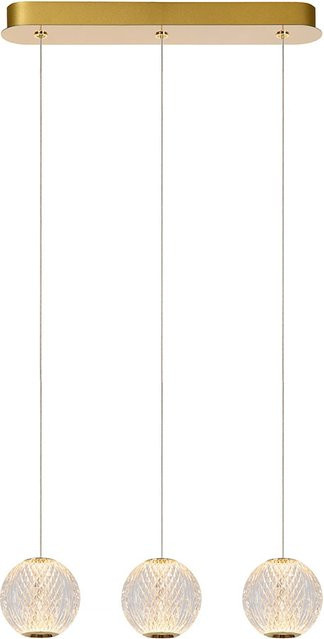 Lucide Cintra LED-Pendelleuchte 3-flammig in Gold/Messing mit transparenten Schirmen und dimmbarer warmweißer Beleuchtung - Bild 1