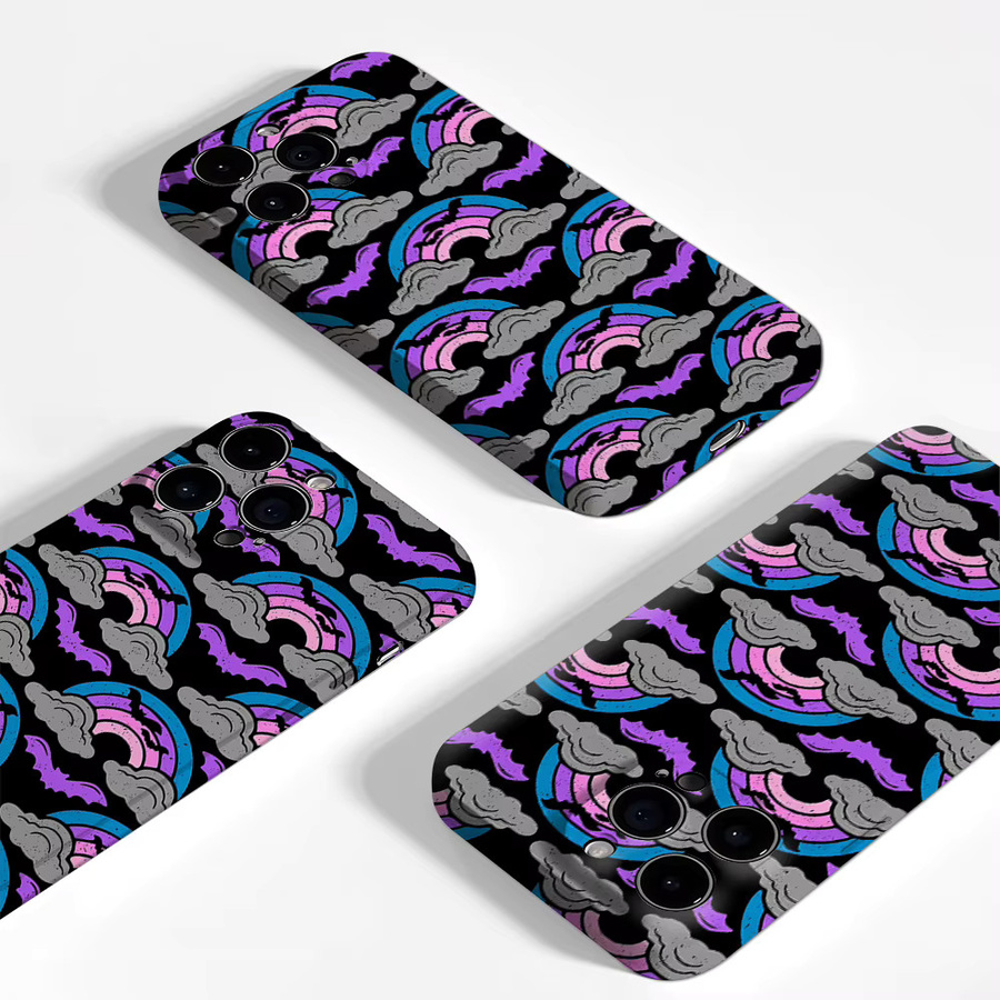 Handyhülle mit Halloween-Regenbogen- und Fledermausmuster für Apple iPhone 17 16 15 14 13 Pro Max Plus, doppelschichtige Rückseite, mehrfarbig - Bild 2