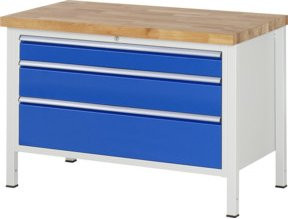 Rau Werkbank höhenverstellbar mit 2 Schubladen, Braun, B/T/H: 125 x 70 x 84-104 cm - Bild 1