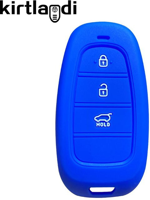 Silikon Schlüsselhülle für Hyundai Sonata, Santa Fe und Tucson mit 3 Tasten in Blau - Bild 1
