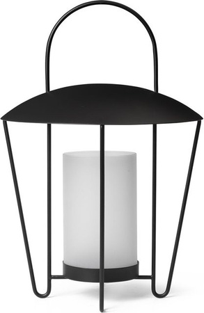 Ferm Living Abri Laterne aus Glas und Metall in Schwarz mit transparentem Glas für Tisch, Garten, Balkon oder Terrasse
