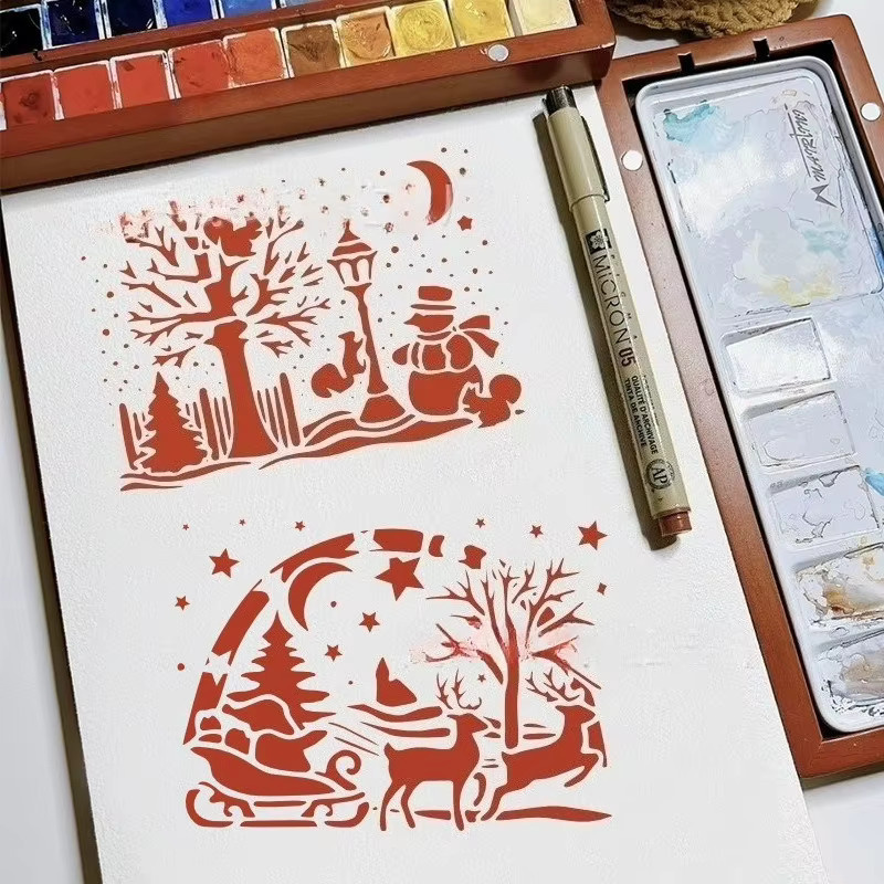 Bview Art Weihnachtsschablonen Set mit 9 wiederverwendbaren Vorlagen für Bastelarbeiten und Kunstprojekte - Bild 2