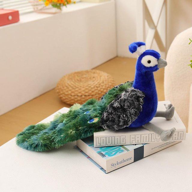 Yiran Health & Beauty Pfau Plüschtier, Weiß Grün Blau, Plüschpuppe - Bild 1