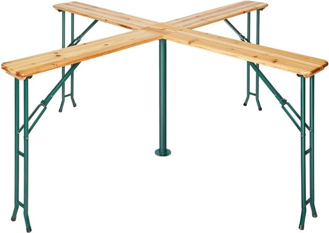 tectake Stehtisch Quattro klappbar aus Fichte in Braun B/T/H: 241 x 241 x 103 cm - Bild 2