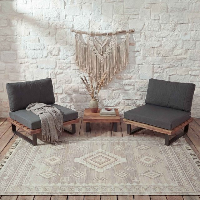 2er-Set MCW Lounge-Sessel H54 aus FSC-zertifiziertem Akazienholz mit dunkelgrauen Spun Poly Polstern in Braun - Bild 1