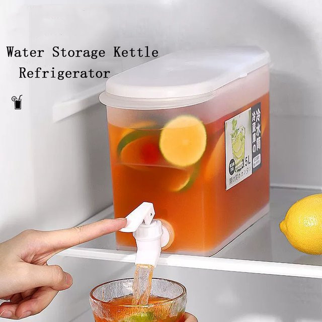 Kitchya Getränkespender mit Zapfhahn für Saft und Limonade, weiß und transparent, 3,5 l - Bild 1