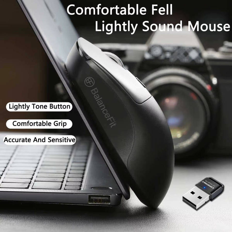 Ergonomische Congdi Gaming-Maus mit 2,4G Funkverbindung und Akku, Schwarz, 800–1600 DPI - Bild 4