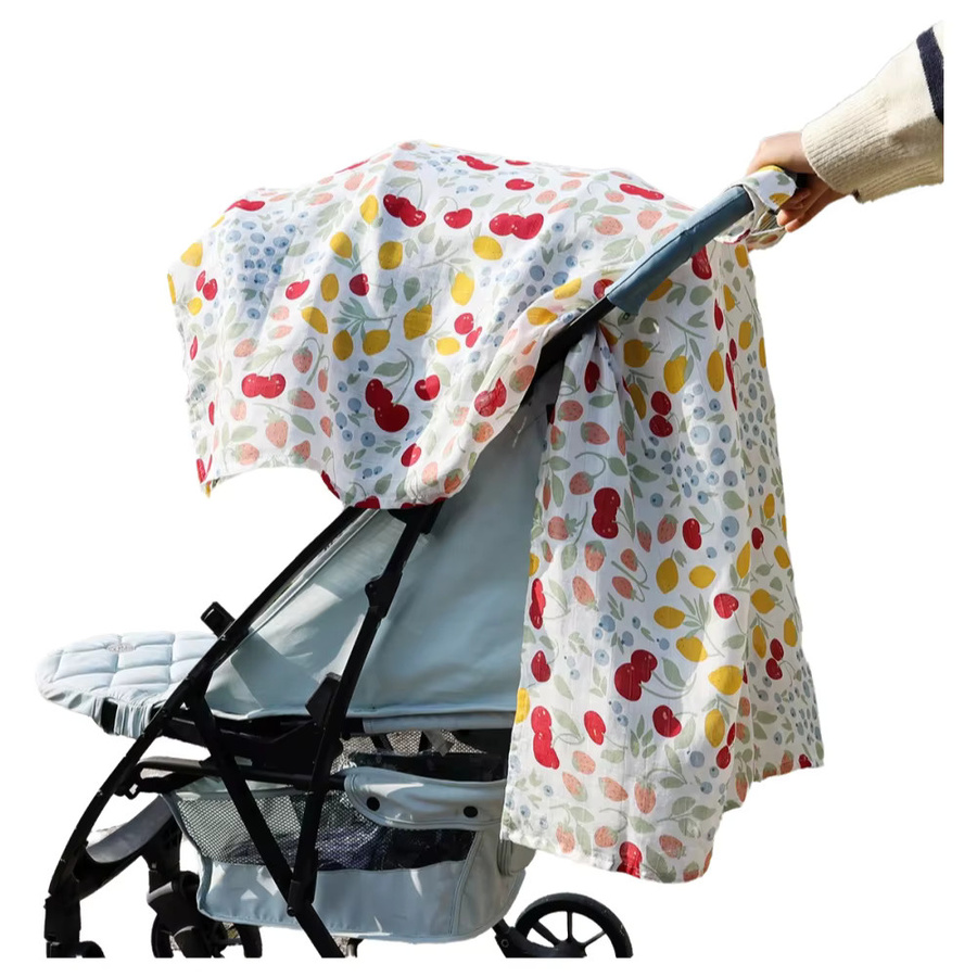 Happyflute Kinderwagen-Abdeckung aus Bambus-Baumwolle in Mehrfarbig, winddicht und atmungsaktiv als Stillabdeckung oder Überdachung für Baby-Autositze - Bild 6