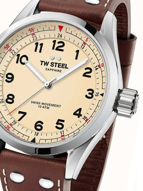 TW Steel Herrenuhr, Quarz, Edelstahl, 45 mm, Leder, 10 ATM - Bild 1