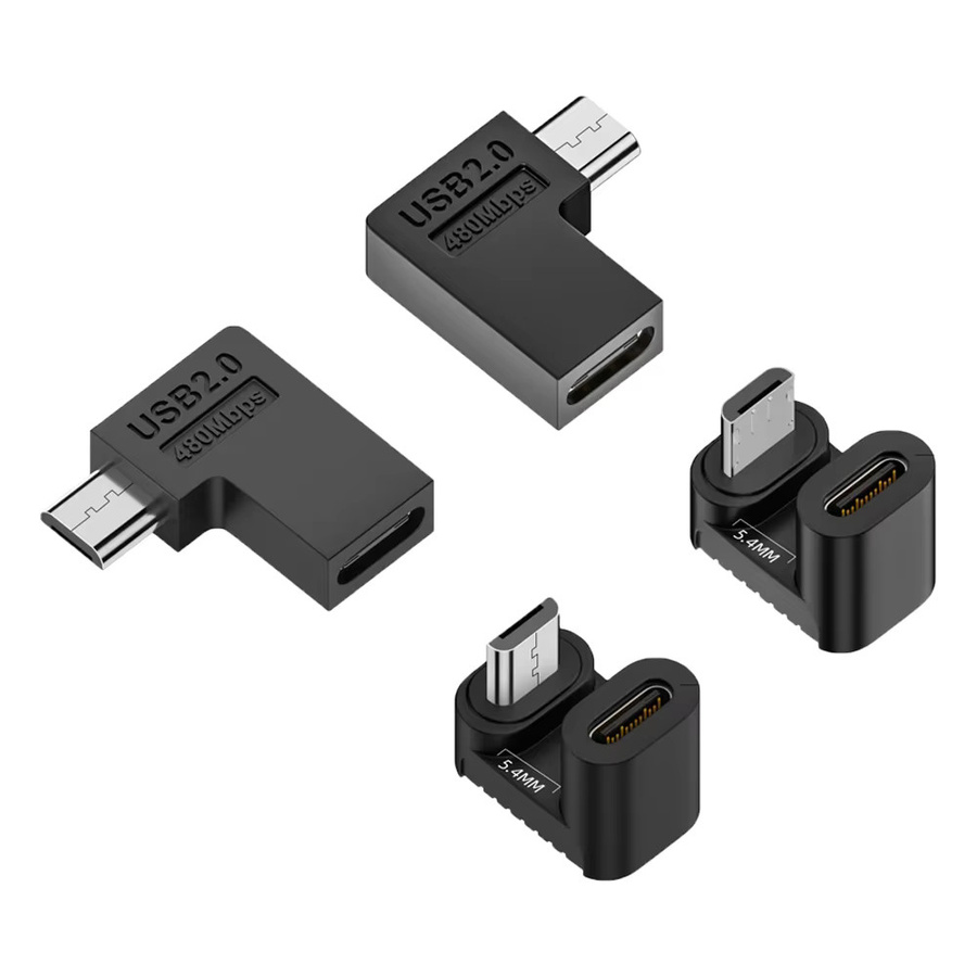 BSN USB-C auf Micro-USB Adapter in U-Form mit 90 Grad Winkel, Schwarz, Ladeanschluss für Android-Smartphones und Tablets - Bild 2