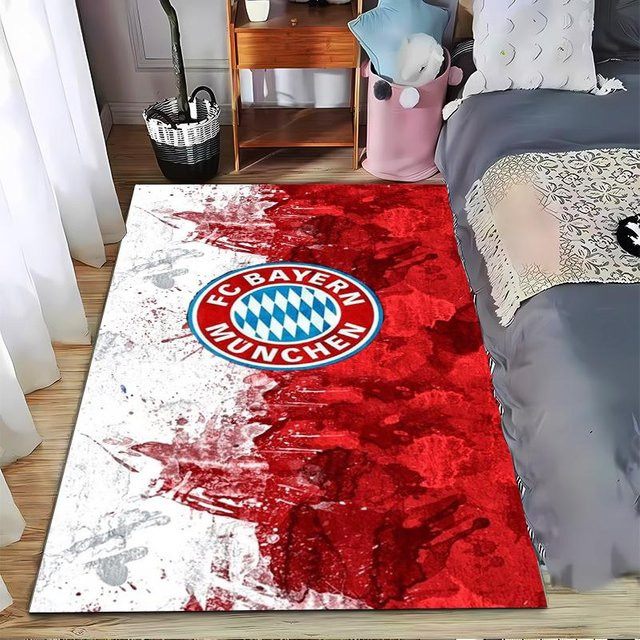 FC Bayern München Logo Teppich mit rot-weißem Spritzer-Design von Nimbus Carpet, rutschfest und waschbar, B x T: 100 x 120 cm - Bild 1