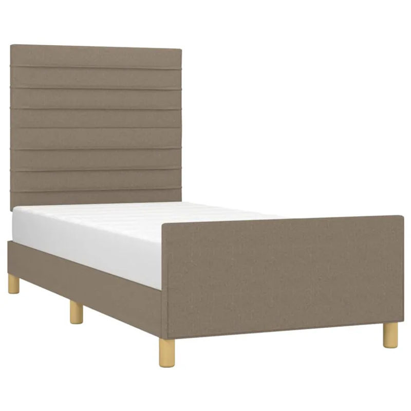 vidaXL Bettgestell mit Kopfteil aus Stoff in Taupe, B/T/H: 80 x 200 cm - Bild 5