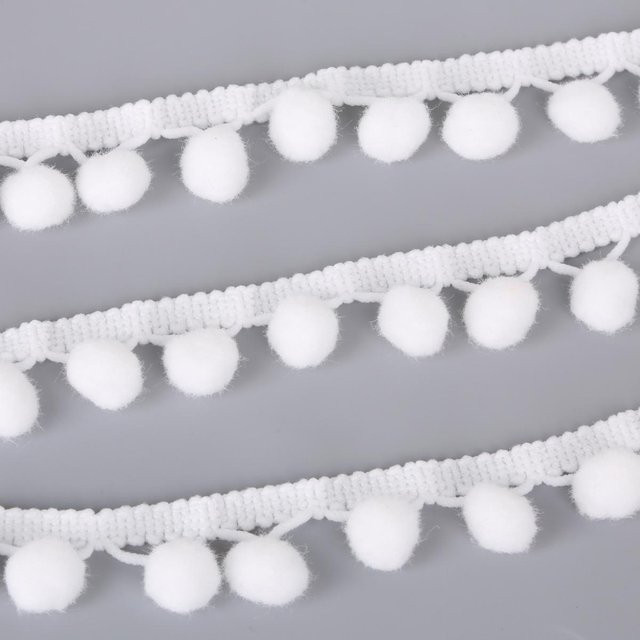 Home Craftdiy Pompon Fransenband mit 10 mm Perlen in Weiß für DIY Bastelarbeiten und Nähen, 5 Yards - Bild 1