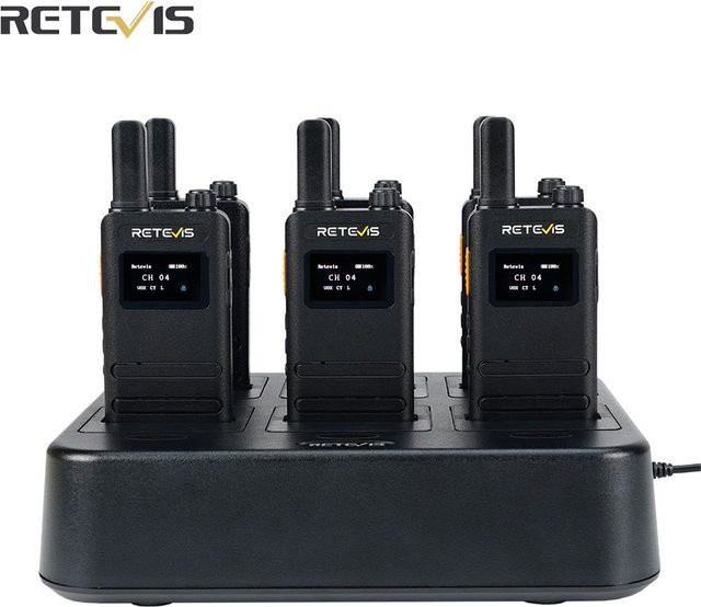 Retevis B63S Mini-Walkie-Talkies PMR446 mit LCD-Display, wiederaufladbar, Schwarz, 6er-Pack - Bild 1