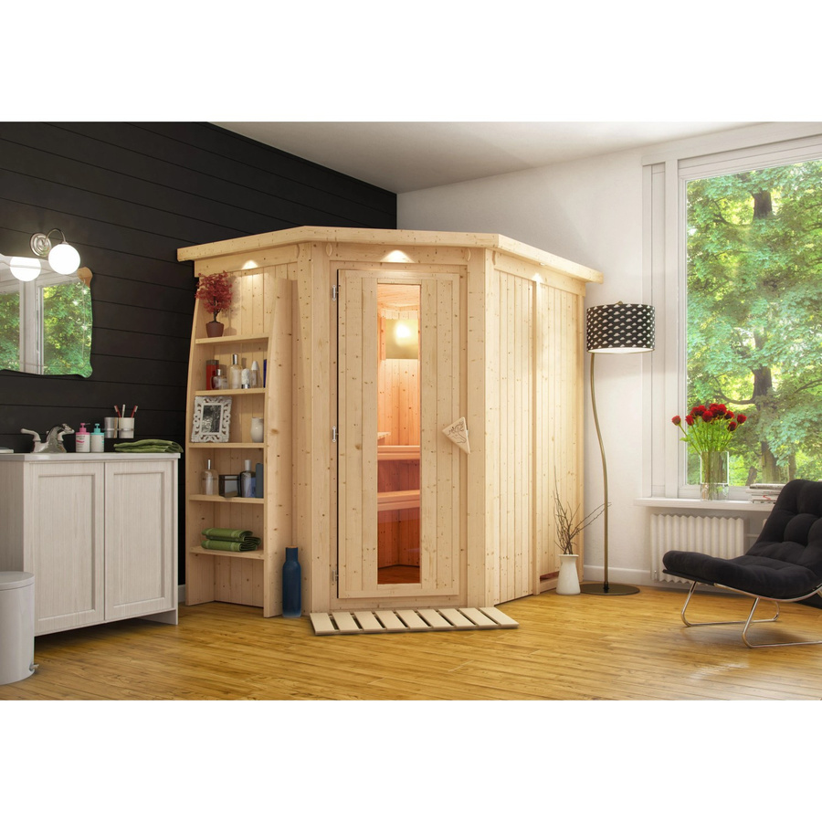 Karibu Sauna Cleo LED-Dachkranz in Natur und Braun - Bild 2