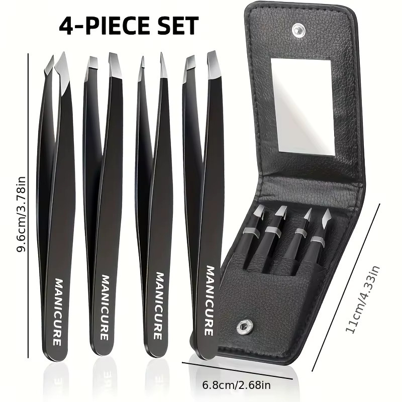 Ouriner Augenbrauenpinzetten-Set, 4-teilig, Edelstahl, Unisex - Bild 3