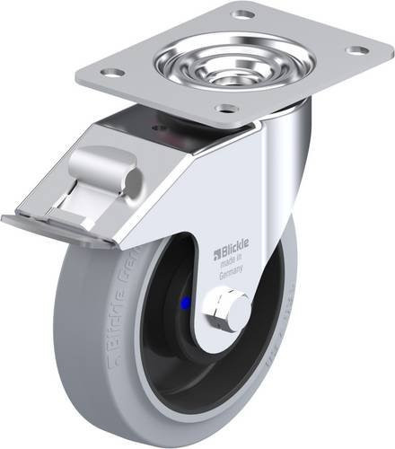 Blickle Lenkrolle LE-POEV 160XKA-FI-SG mit Feststeller, Rad-Durchmesser: 16 cm, Tragfähigkeit: 300 kg, grau/schwarz - Bild 1