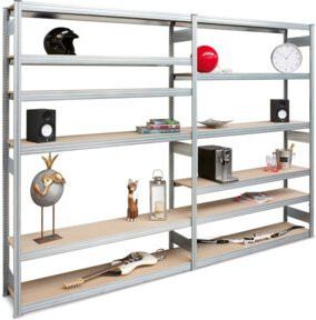Regalwerk BERT-Loftregal Anbaufeld verzinkt in Silber mit 5 Fachebenen, H x B x T: 200 x 128,5 x 40 cm - Bild 1