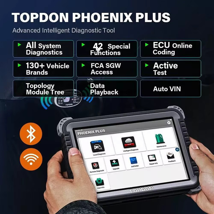 TOPDON Phoenix Plus 2 Bidirektionales Auto-OBD2-Diagnosegerät mit CANFD und 42 Reset-Funktionen sowie ECU-Codierung in Schwarz - Bild 2