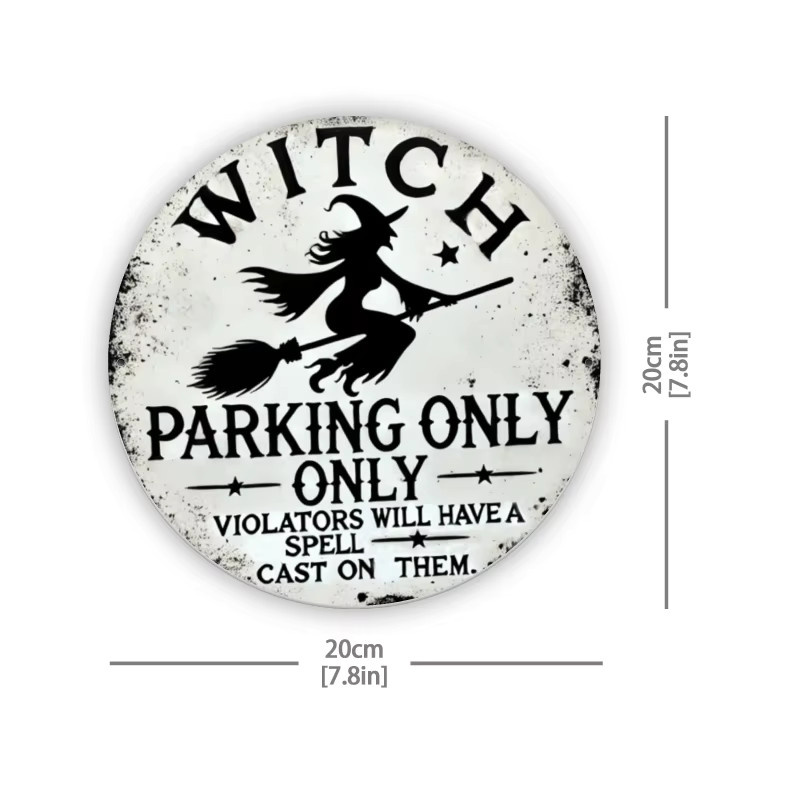 Potdemiel Vintage Witch Parking Only Metallschild rund, Durchmesser: 20,3 cm - Bild 2