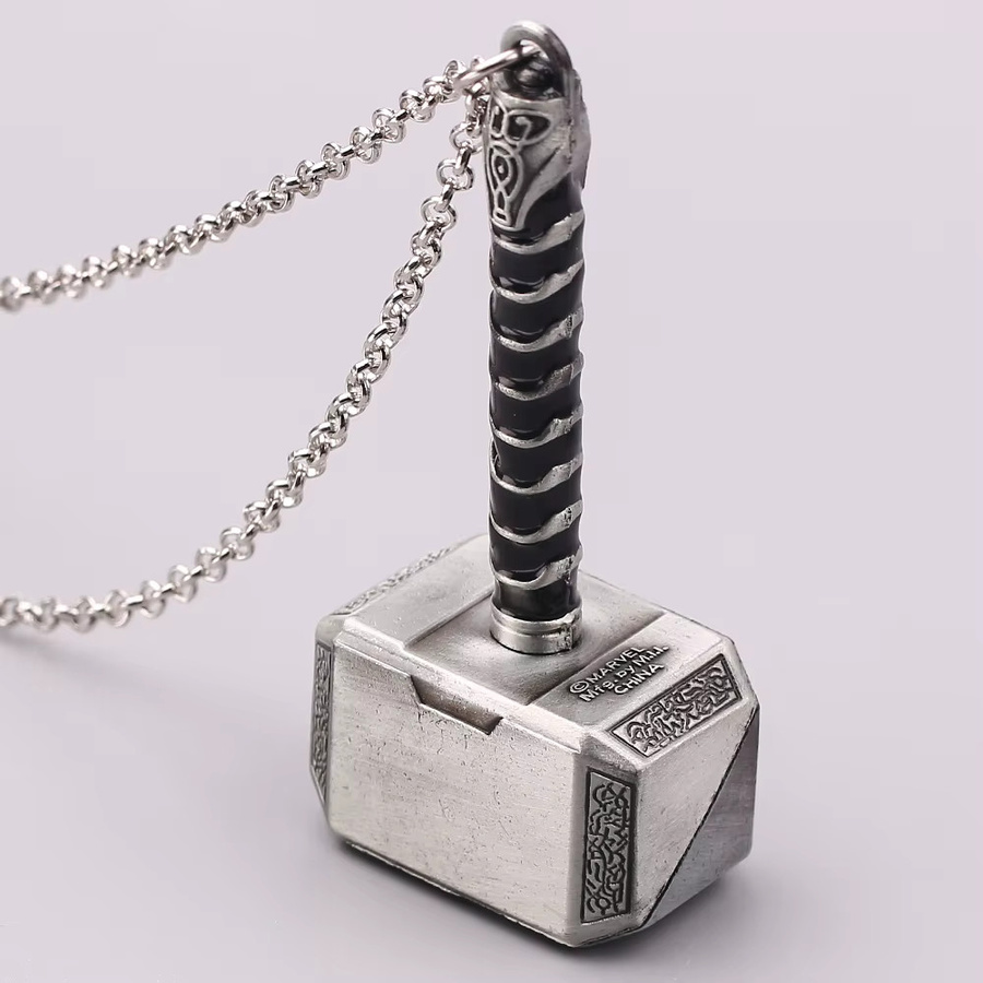 TAKARA TOMY Halskette Thors Hammer Mjölnir, Edelstahl, Silber, Unisex - Bild 2