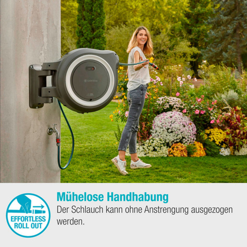 GARDENA Power Roll XL Akku-Wand-Schlauchbox, Grau-Weiß, 35 m - Bild 3