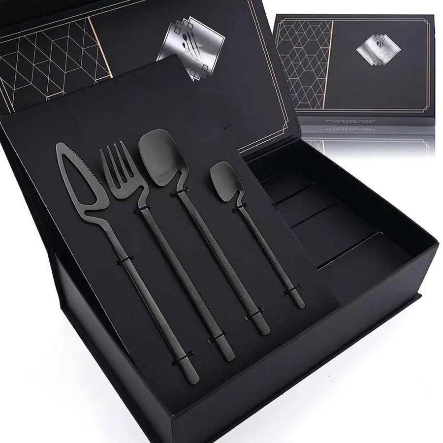 JANKNG Besteckset aus 304 Edelstahl in Schwarz Matt, 32-teiliges Set mit Messer, Gabel und Löffel inklusive Aufbewahrungsbox - Bild 1